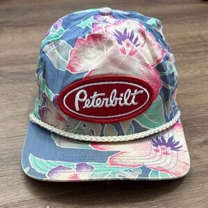 Peterbilt Vinatge Floral Trucker Cap Hat w Rope Detail Hawaiian Style San Sun